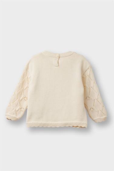 Baby Girl Regular Fit Flower Crew Neck Pullover