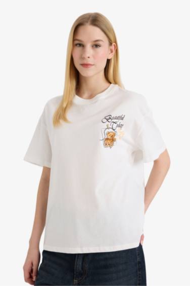 Oversize кең пішімді суретті қысқа жеңді футболка