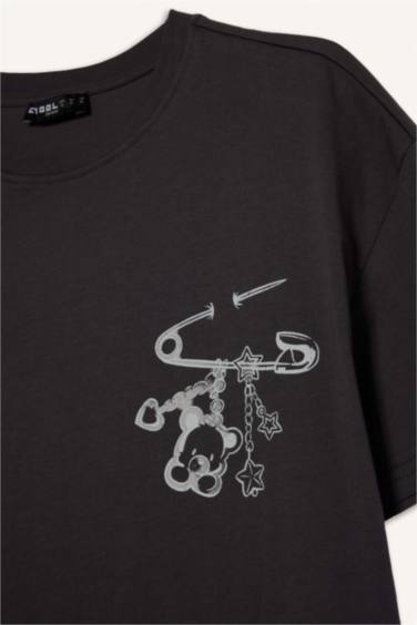 Oversize кең пішімді суретті қысқа жеңді футболка