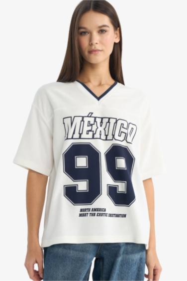 تيشيرت نص ردن اوفر سايز مطبوع