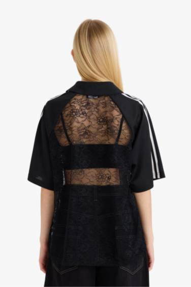 Oversıze Dantel Kısa Kollu Tişört - Görsel 5