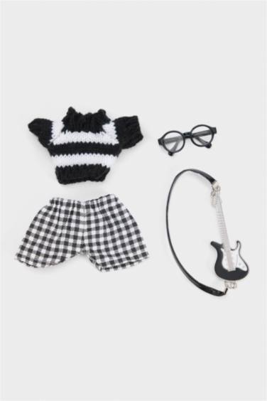 Kadın Siyah Gitar Detaylı Giydirilebilir Anahtarlık Kostümü