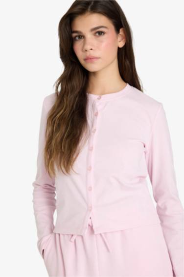 Slim Fit денеге қонымды түймелі жағалы рибана кардиган