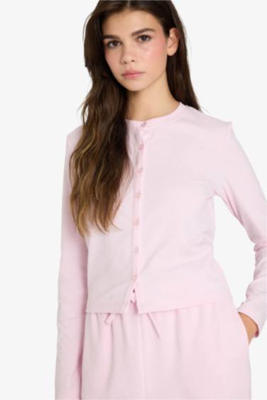 Slim Fit денеге қонымды түймелі жағалы рибана кардиган