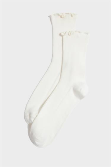 Lot de 3 Chaussettes longues en coton à volant pour femme