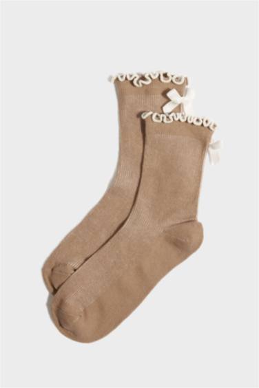 Lot de 2 Chaussettes en coton à ruban pour femme