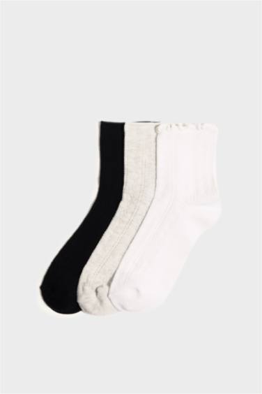 Lot de 3 Chaussettes en coton à volants pour femme