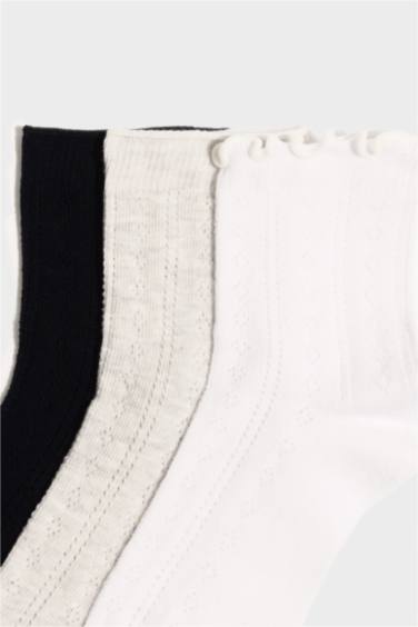 Lot de 3 Chaussettes en coton à volants pour femme