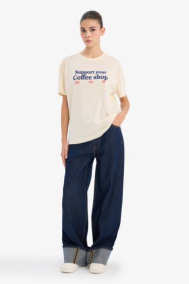 Футболка Overshirt Fit с принтом круглым вырезом и коротким рукавом