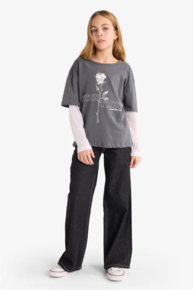 Wide Leg Denim Trousers