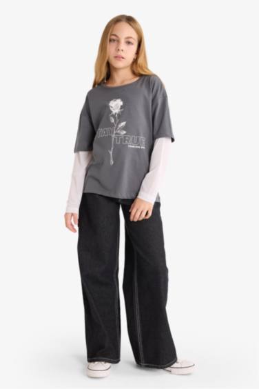 Wide Leg Denim Trousers