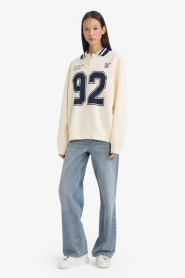Oversize Fit Printed Long Sleeve Sweatshirt