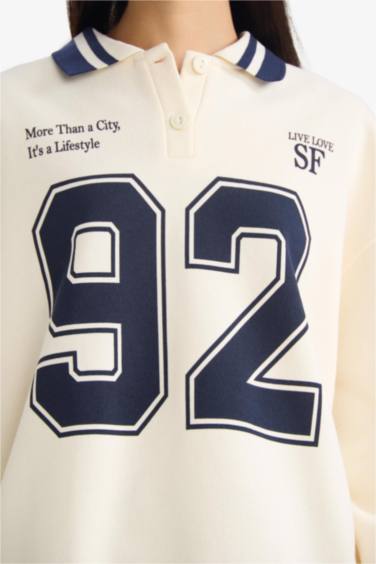 Oversize Fit Printed Long Sleeve Sweatshirt