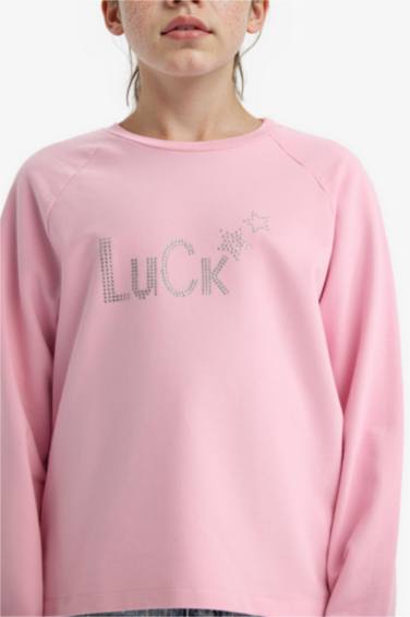 Свитшот для девочек оверсайз с круглым воротом.