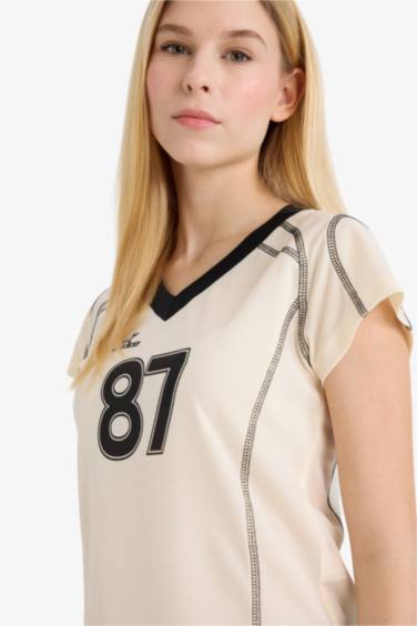 Fitted суретті қысқа жеңді футболка