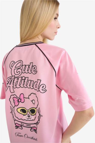 Oversize кең пішімді суретті қысқа жеңді футболка