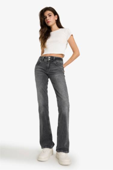 Low Waist Washed Jeans