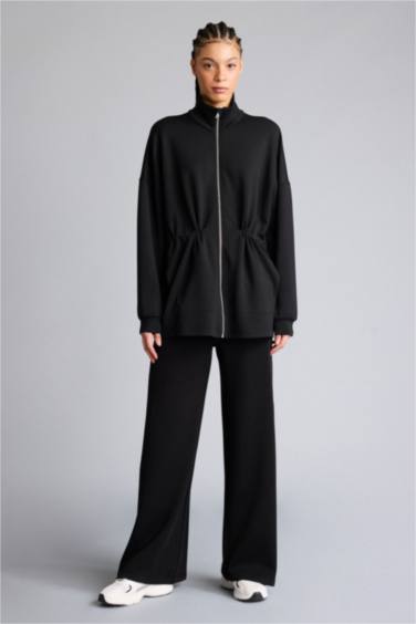 Long Fit тік жағалы модал кардиган