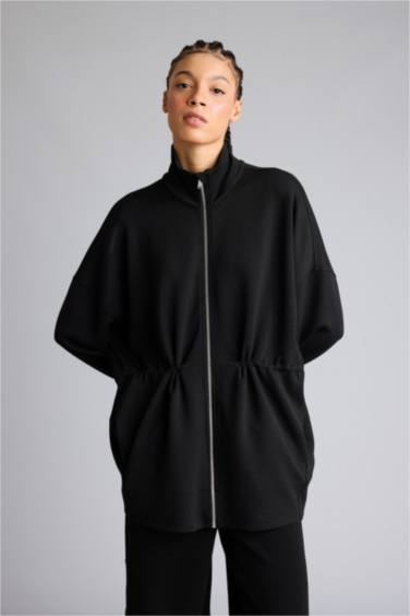 Long Fit тік жағалы модал кардиган