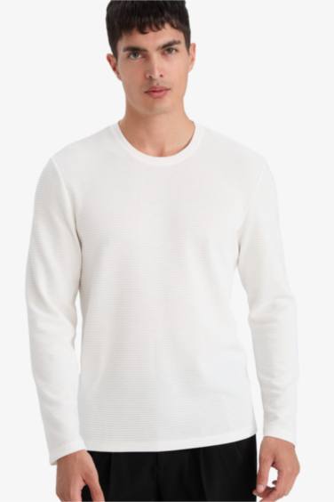 Slim Fit Dar Kesim Bisiklet Yaka Sweatshirt