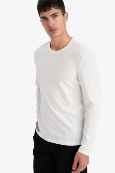 Slim Fit Dar Kesim Bisiklet Yaka Sweatshirt