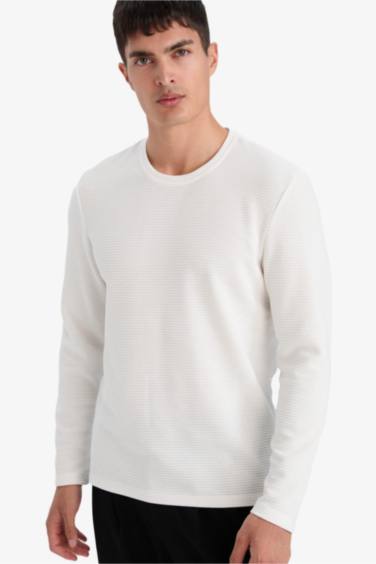 Slim Fit Dar Kesim Bisiklet Yaka Sweatshirt