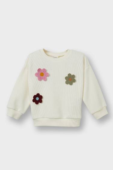 Baby Girl Crew Neck Floral Sweatshirt