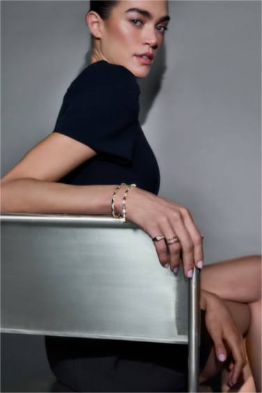 Reis X DeFacto Diktörtgen Desenli Gold Bileklik