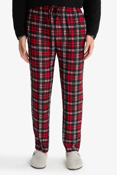 Regular Fit Cepli Polar Kareli Pijama Altı