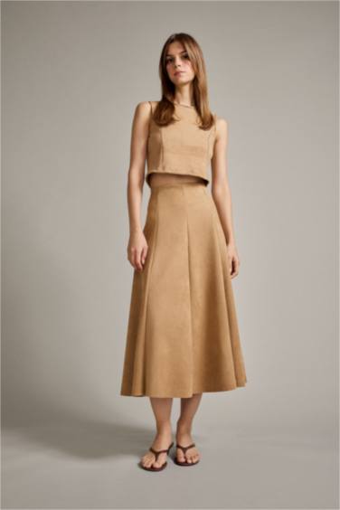 Süet Midi Etek