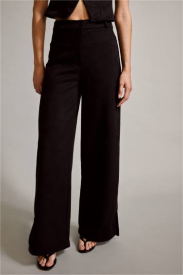 Wide Leg Geniş Bol Paça Süet Pantolon