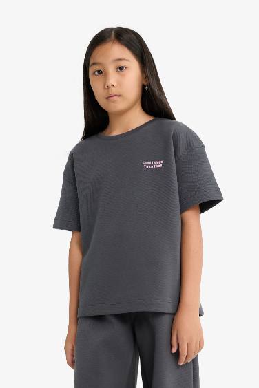 طقم تيشيرت وسروال رياضي للبنات - قطعتين