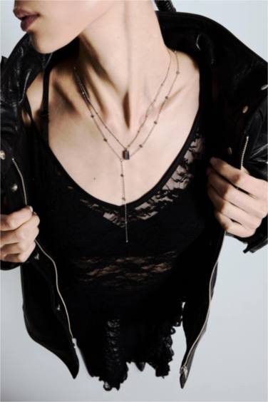 Kadın Silver 2'li Çelik Kolye