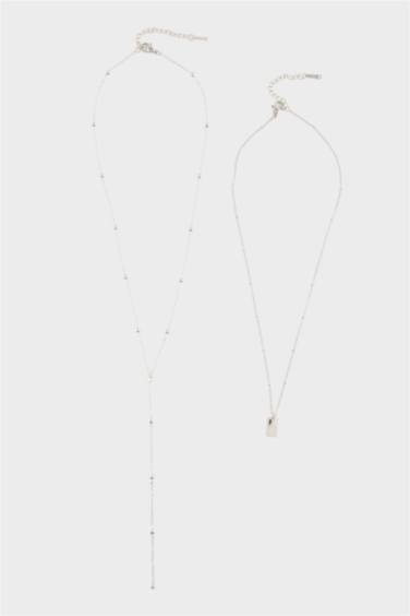 Kadın Silver 2'li Çelik Kolye