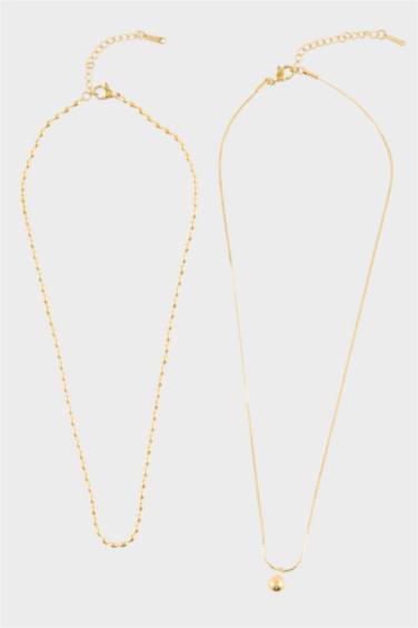 Kadın Gold 2'li Çelik Kolye