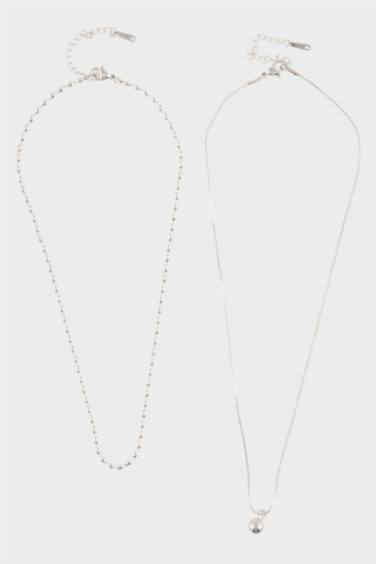 Kadın Silver 2'li Çelik Kolye