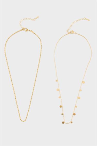 Kadın Gold 2'li Çelik Kolye