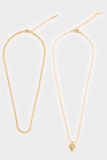 Kadın Gold 2'li Çelik Kolye