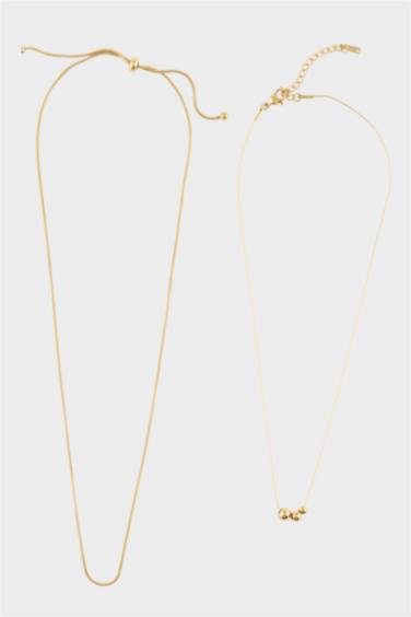 Kadın Gold 2'li Çelik Kolye