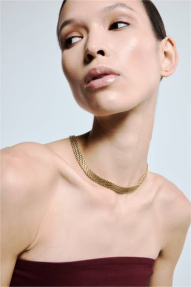 Kadın Gold Çelik Kolye