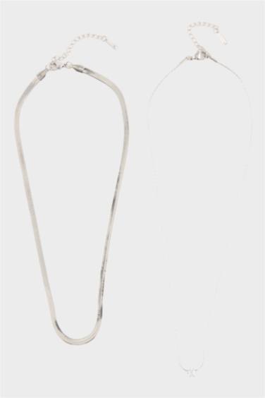 Kadın Silver 2'li Çelik Kolye