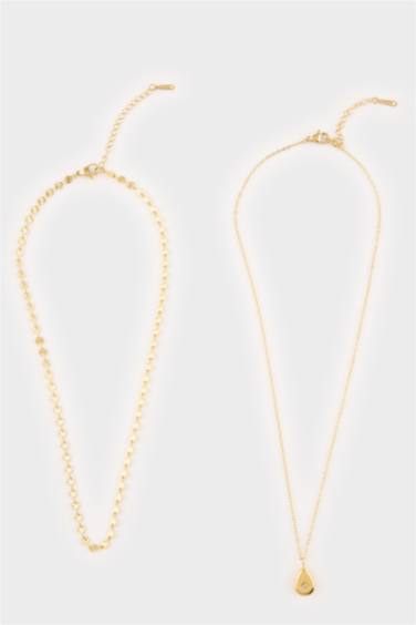 Kadın Gold 2'li Çelik Kolye