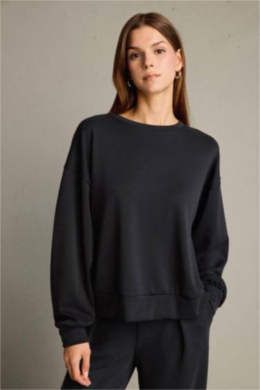 Bisiklet Yaka Modal Sweatshirt