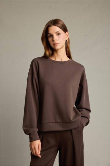 Bisiklet Yaka Modal Sweatshirt
