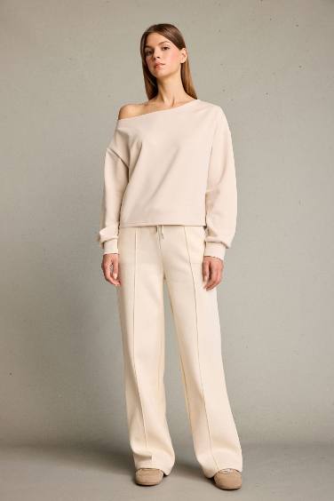 Kayık Yaka Modal Sweatshirt