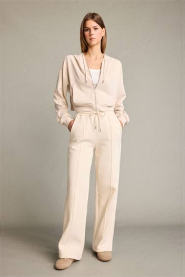 Kapüşonlu Modal Fermuarlı Sweatshirt