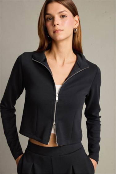 Yarım Balıkçı Yaka Modal Fermuarlı Sweatshirt