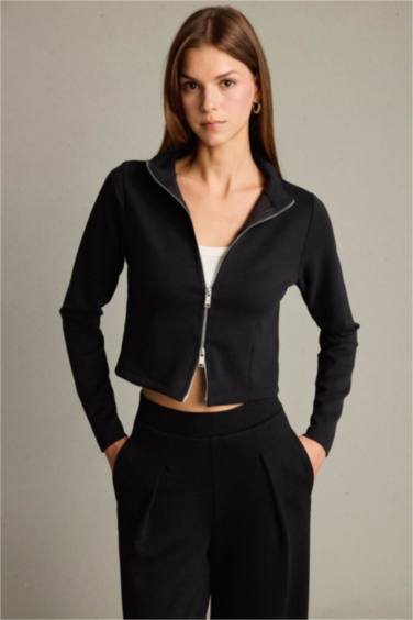 Yarım Balıkçı Yaka Modal Fermuarlı Sweatshirt