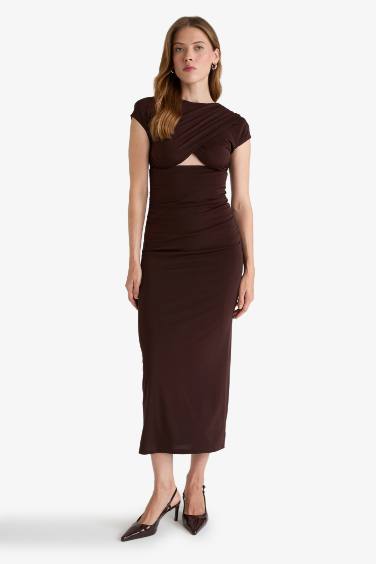 Crew Neck Short Sleeve Midi Dress