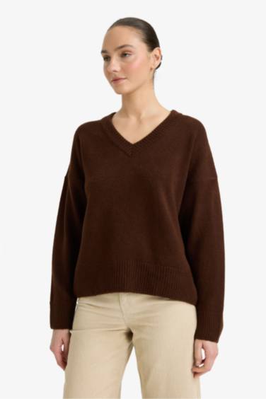 Oversize Fit V-Neck Knitwear Pullover